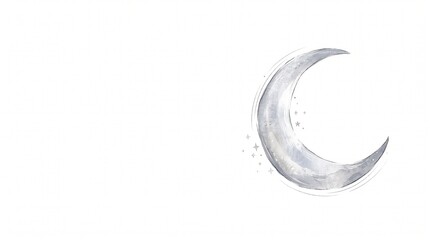 Watercolor crescent moon with stars isolated on white background © Akib