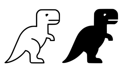 Minimalist dinosaur icon in outline and silhouette design © Nurhalimah