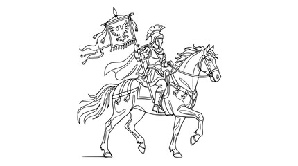 Fototapeta premium Roman Centurion Warrior on Horseback with Banner