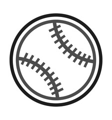 Fototapeta premium Simple gray vector icon representing baseball or softball symbols and equipment.