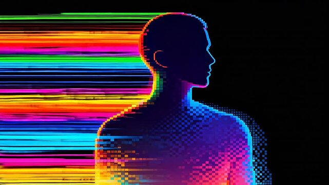 Human silhouette with colorful light effect