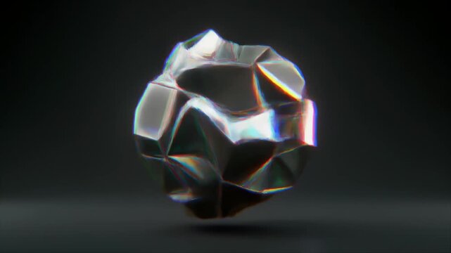 崩壊と再構築を繰り返すグリッチ球体の未来空間