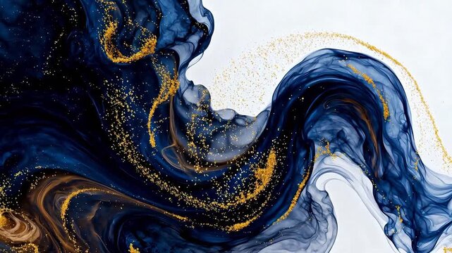 Abstract blue and gold swirling pattern