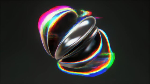 崩壊と再構築を繰り返すグリッチ球体の未来空間