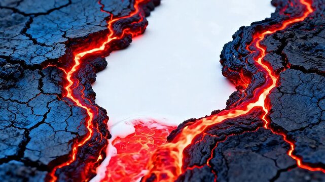 molten lava flowing through cracked surface