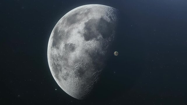 漆黒の宇宙に浮かぶ神秘的な月