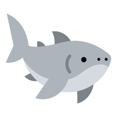 Fototapeta premium Cartoon illustration of a gray shark swimming on white background icon