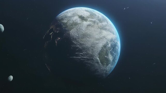 宇宙空間に浮かぶ青い地球の壮大な光景