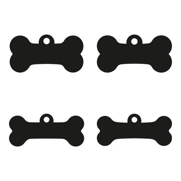 Four black dog bone shapes with holes on white background icon