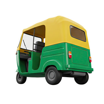 Green and yellow auto rickshaw