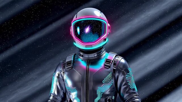 Futuristic astronaut in space