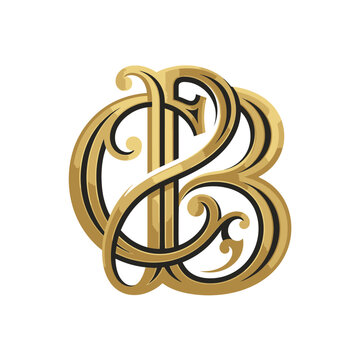 Elegant gold calligraphic monogram letters CB logo.
