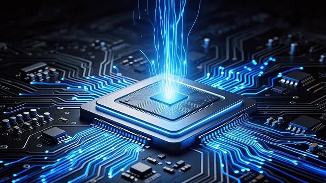 Electronic circuit with glowing chip