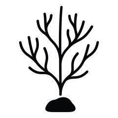 Black silhouette of a coral reef on a rock  underwater sea life icon © Sojib