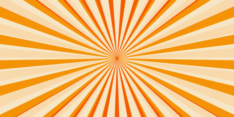 Obraz premium Red sunburst lines on yellow Background. Light sun rays pattern. Vintage stripes halftone radial wallpaper for poster, banner, advertising backdrop, comic or circus scene.