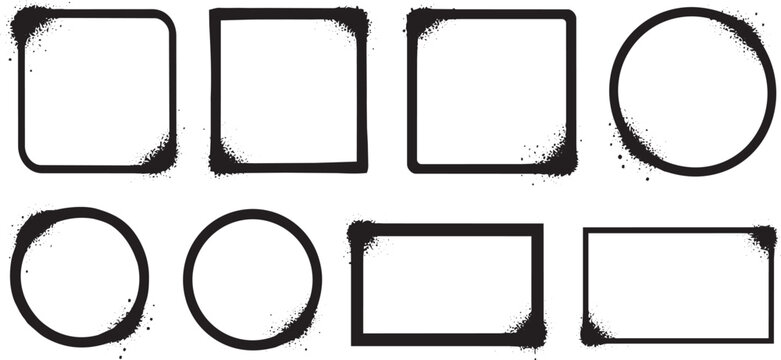 Black spray paint frames with ink splatter corner effects