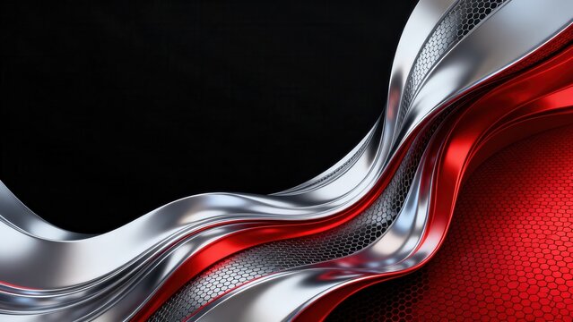 Abstract metallic curves on black and red