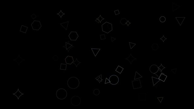 Abstract geometric shapes drifting in structured harmony, creating a dynamic procedural composition for modern tech backgrounds