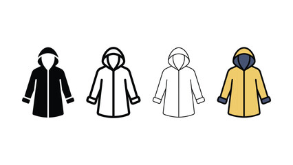 Collection of four simplified iconographic representations of hooded jackets for different styles and uses © Sharif