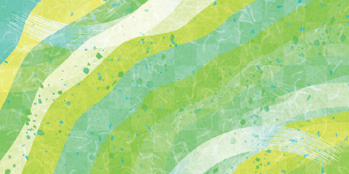 Bright Green Wavy Patterns and Japanese Style Traditional Background