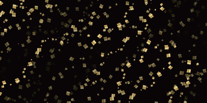Gold Confetti Falling on Black Background