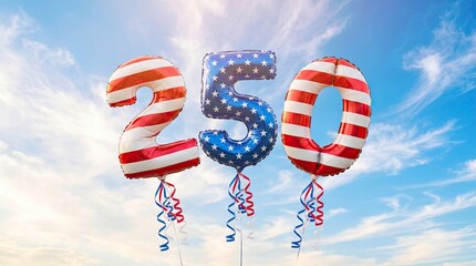 Obraz premium number balloons celebrating 250 years usa flag design