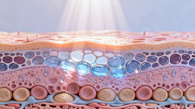 Cross section of human skin layers