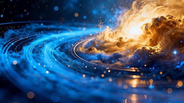 Cosmic nebula with swirling stars