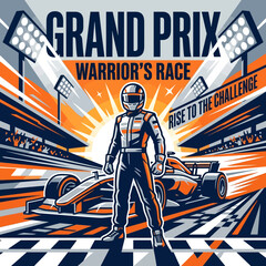 Obraz premium Grand Prix Warrior's Race Rise To The Challenge Racing Illustration