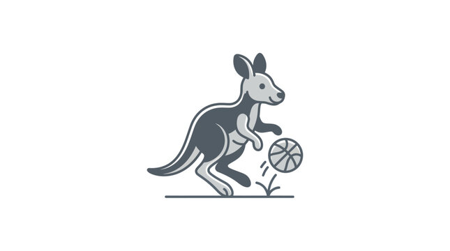 Kangaroo Playing Basketball Sport.