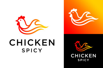 Spicy Chicken Logo Design, Abstract Fire Flame and Poultry Symbol for Fast Food, Fried Chicken Restaurant, and Culinary Branding © hustle