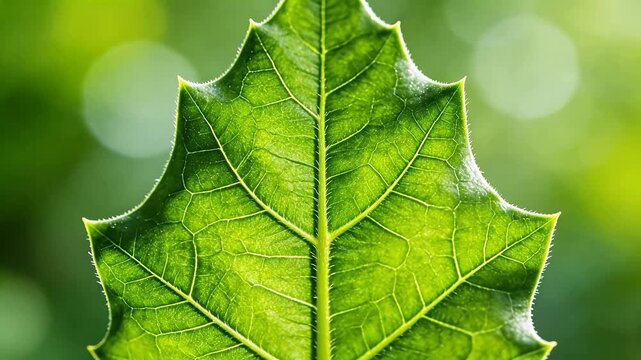 Closeup of a green leaf