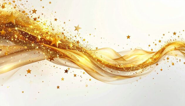 Golden sparkles and glitter wave design.
