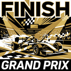 Obraz premium Formula One Grand Prix Victory Celebration Abstract Art Racing Emblem