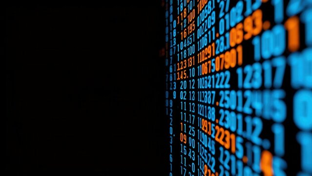 Digital numbers on black background