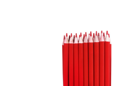 A set of red colored pencils PNG transparent.