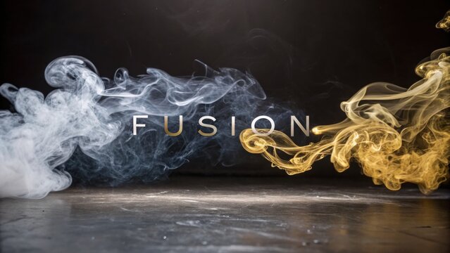 Creative Fusion of Smoke in Vibrant Colors Against Dark Background with Text Element for Artistic Projects