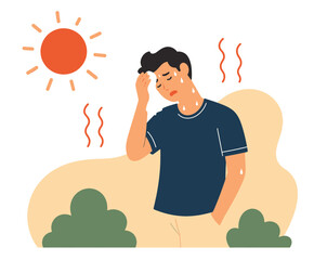 Fototapeta premium Minimal Flat Vector of Home Comfort During Heatwave 