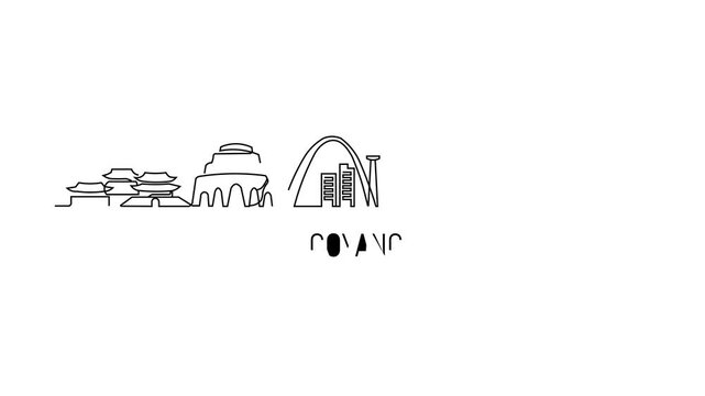 Minimalist line art shows Goyang skyline