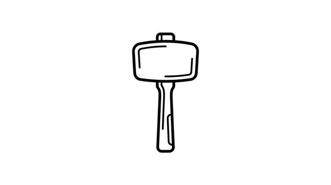 Modern Minimalist Line Drawing of a Simple Key with Bow and Shaft Black and White with high quality professional line art symbols for modern creative design and digital branding projects
