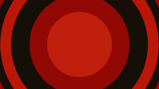 Expanding Red Concentric Circles Tunnel Animation 4K Video Loop - Abstract Geometric Motion Graphic Background for Media Transitions and Branding