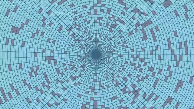 4K Digital Tunnel Vortex Motion Graphic Loopable Sci-Fi Abstract Geometric Grid Blue Gray Inward Scrolling