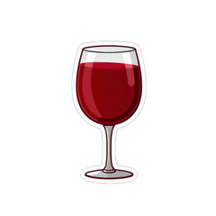 Obraz premium Sticker style illustration of a glass of red wine