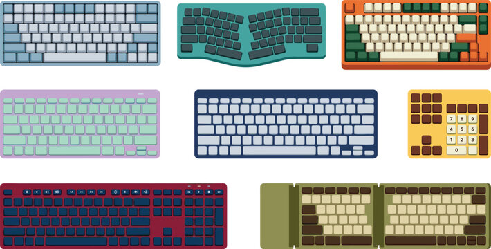Colorful keyboard with various layouts and keycap arrangements keyboards computer keyboards colorful keyboards