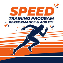 Obraz premium Dynamic Runner Silhouetted Against Bold Graphics For Speed Training Program