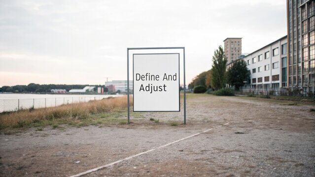 Urban Landscape with Inspirational Signage Inviting Reflection and Action in a Serene Waterfront Setting