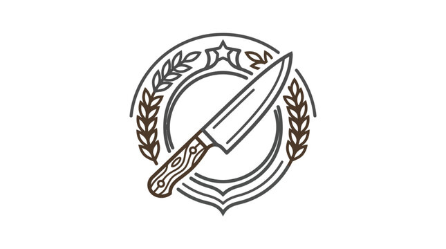 Professional Black and White Emblem of a Hammer and Sickle with Laurel Wreath and Star Symbol on a Plain