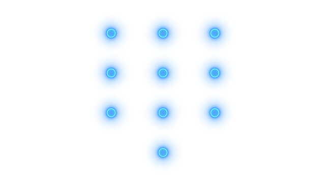 Glowing neon dial pad icon isolated on transparent background. Mobile keypad interface. Number pad. Phone dialer. Digital input.
