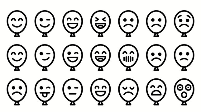 Collection of Emoticon Balloons with Various Facial Expressions