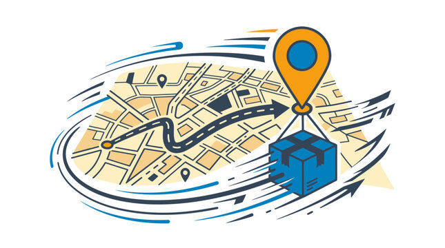 Dynamic parcel tracking map with location pin and motion.